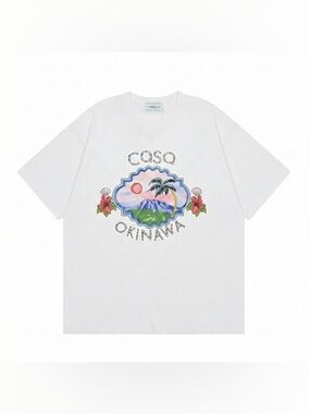 Casablanca White 'Okinawa' Graphic Short Sleeve Tee